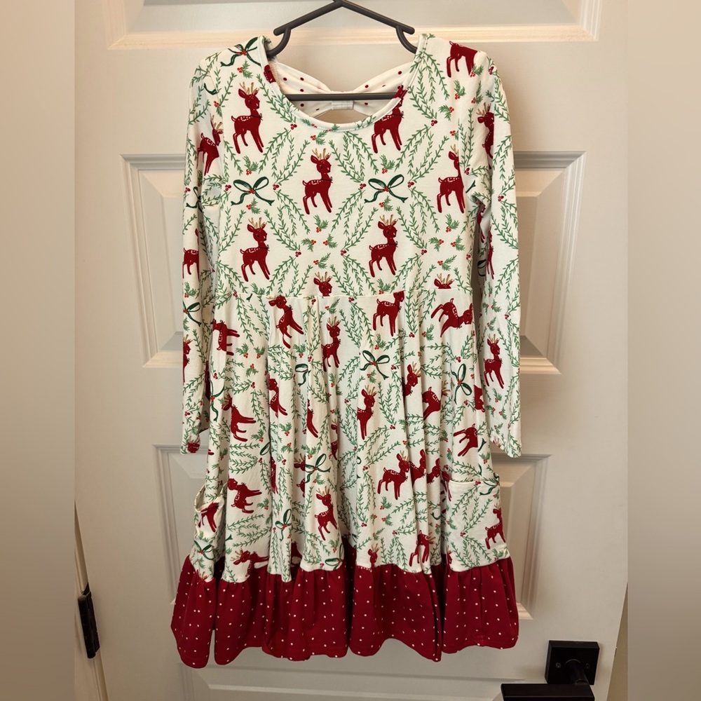 Sweethoney reindeer flair dress girls size 8